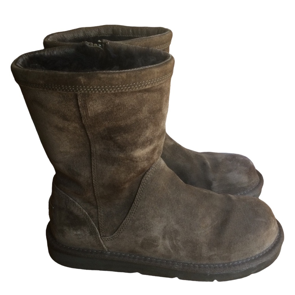 Ugg Roslyn Brown Suede Side Zip Mid Calf Boot Size 7